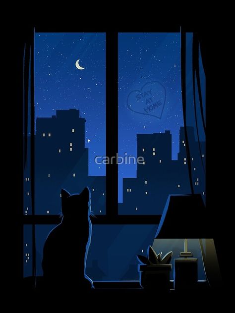 Cat By Window Painting, Cat Looking Through Window, Cat Window Illustration, Cat Window Painting, Night Window Illustration, Cat Looking Out Window Drawing, Looking Out The Window Drawing, Through Window Painting, Window Art Drawing