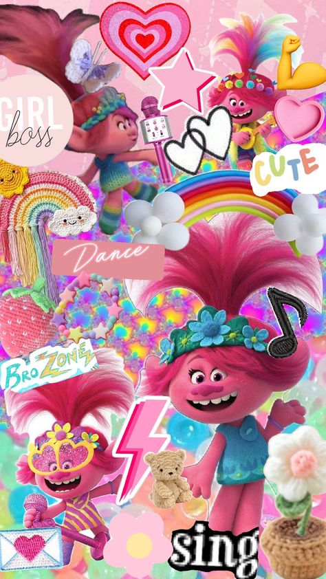 poppy from trolls Trolls Wallpaper Iphone Wallpapers, Poppy Trolls Wallpaper, Trolls Wallpaper Aesthetic, Trolls Wallpaper, Poppy From Trolls, Trolls Christmas, Trolls Birthday Cake, Trolls Cake, Poppy Trolls