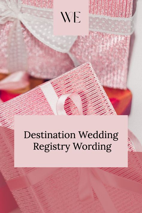 Should you include a wedding registry for your destination wedding? How should you share those details with guests? Check out our wording suggestions. Wedding Registry Wording, Destination Wedding Website, Wedding Website Wording, Wording Ideas, Wedding Activities, Cash Gift, Wedding Site, Welcome To Our Wedding, Wedding Registry