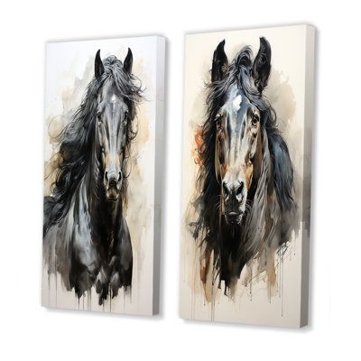 This beautiful "Minimalist Black Horse Beauty I" Collage Set of 2 Wall art is printed on premium quality cotton canvas using the finest fade-resistant ink. With options like Wrapped Canvas and Floater Framed Wall Decor, we offer a versatile range to cater to your unique aesthetic preferences. The Wrapped Canvas Art is stretched tautly over a sturdy wooden frame, giving your artwork a sleek, borderless appearance. For those who desire a touch of elegance and depth, our floater-framed canvas art i Metal Wall Art Living Room, Horse Wall Art Canvases, Horses Wall Decor, Black Wall Decor, Horse Wall Art, Grey Home Decor, Horse Wall, Living Room Set, Art Living Room