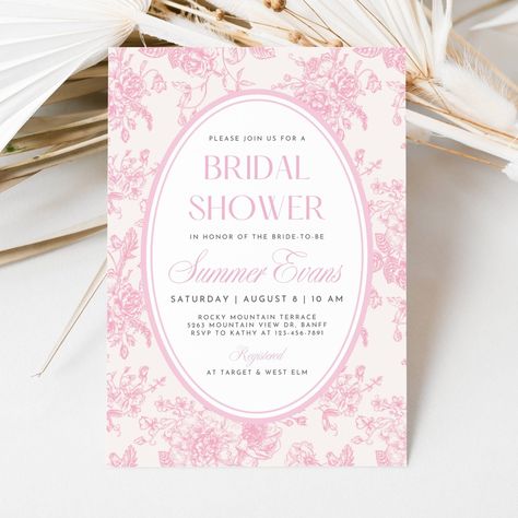 Pink Floral Toile Bridal Shower Invitation Template Floral Chinoiserie Bridal Shower Invite Elegant Wedding Shower Invite Instant Download White Bridal Shower, Floral Toile, Bridal Tea, Pink Bridal Shower, Wedding Shower Invitations, Bridal Shower Invitations Templates, Bridal Shower Party, Floral Bridal, Bridal Shower Invitation