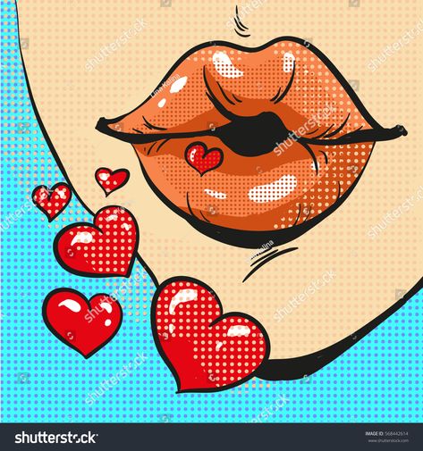 Pop art lips sending kiss with hearts comic style vector #Ad , #Sponsored, #lips#sending#Pop#art Ragazza Pop Art, Pop Art Lips, Art Lips, Pop Art Vintage, Pop Art Images, Pop Art Fashion, Pop Art Drawing, Pop Art Women, Dorm Wall Art