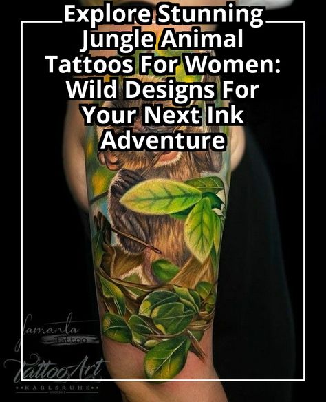 Discover the beauty of jungle animal tattoos for women with our curated collection of stunning designs. From majestic lions to playful monkeys, these wild ink inspirations are perfect for expressing your adventurous spirit. Whether you're seeking a small, delicate piece or a bold statement tattoo, explore unique styles that celebrate the untamed beauty of the jungle. Get ready for your next ink adventure and find the perfect design that resonates with your wild side. Jungle Animal Tattoos, Statement Tattoo, Unique Animal Tattoos, Animal Tattoos For Women, Jungle Animal, Snake Tattoo, Feminine Tattoos, Tattoo Designs For Women, Animal Tattoos