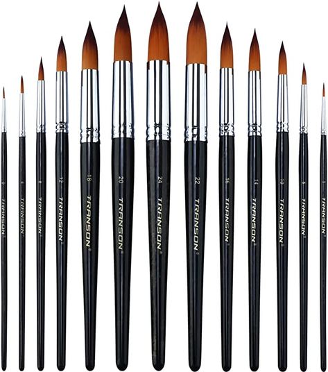 Amazon.com: Transon 13pcs Round Paint Brush Set Synthetic Bristle Complete Round Brush Set for Watercolor Acrylic Gouache Ink Tempera Round Paint Brush, Different Types Of Painting, Painting Materials, Paint Brush Set, Layer Paint, Art & Craft Paint, Acrylic Gouache, Artist Brush, Round Brush