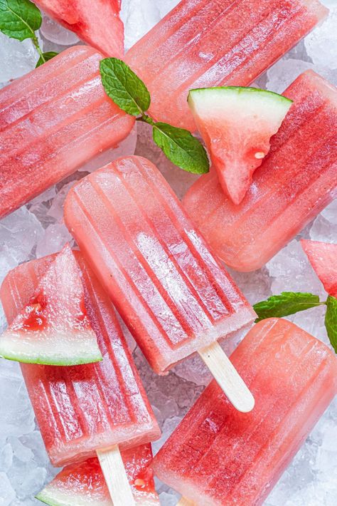 These delicious homemade Watermelon Popsicles are the perfect treat for summer! Made with fresh fruit, these popsicles are naturally sweet and delicious.  #dessert #snack #freezerfriendly #kidfriendly #makeahead #popsicle #paleta Aesthetic Cupboard, Natural Popsicles, Popsicle Aesthetic, Make Your Own Popsicles, Easy Watermelon Recipes, Mint Popsicles, Bujo Quotes, Homemade Fruit Popsicles, Summer Fruit Recipes