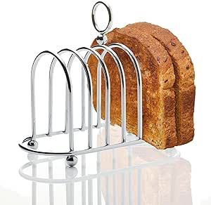 Muldale Toast Rack English Style - Toast Holder Rack English Victorian Chrome Toast Stand with Ball Feet - 6 Slice Slot Toast Caddy - Sturdy and Toughened Toast Holder, Bread Holder, Toast Sandwich, Server Rack, Breakfast Routine, Big Breakfast, Kitchen Gadgets Unique, Toast Rack, Breakfast Tray