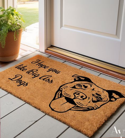 FREE shipping Dog Mat! | Personalized Dog Doormat | Custom Mat For Dogs | Doormat for dogs lover by ArvoodDesigns on Etsy Custom Mats, Funny Doormats, Custom Doormat, Dog Mat, Entry Rug, Dog Person, Door Mat, Dog Lovers, Funny