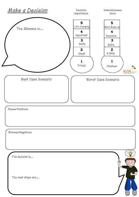 Decision Making Therapy Activities, Making Good Decisions Activities, Make A Decision Worksheet, Decision Making Worksheet, Decision Making Activities, Elsa Support, Moral Development, High School Art Lesson Plans, High School Art Lessons