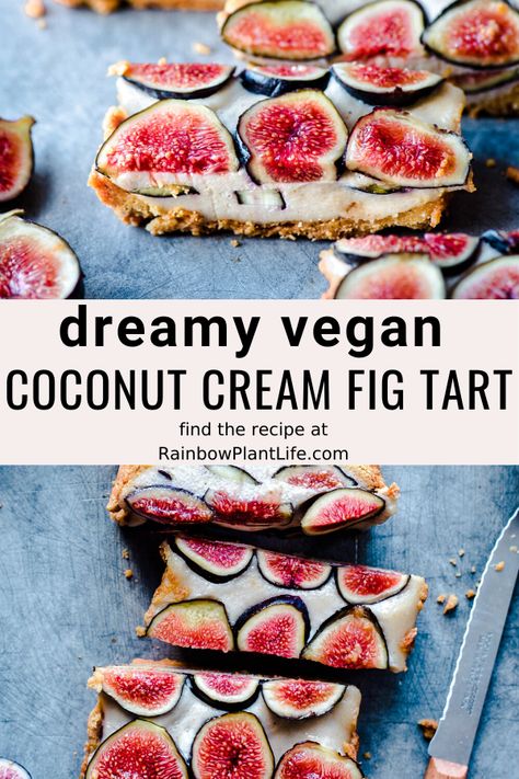 Vegan Coconut Cream, Fig Dessert, Fig Tart, Vegan Instant Pot Recipes, Vegan Gluten Free Desserts, Vegan Pie, Vegan Coconut, Vegan Brunch, Fig Recipes