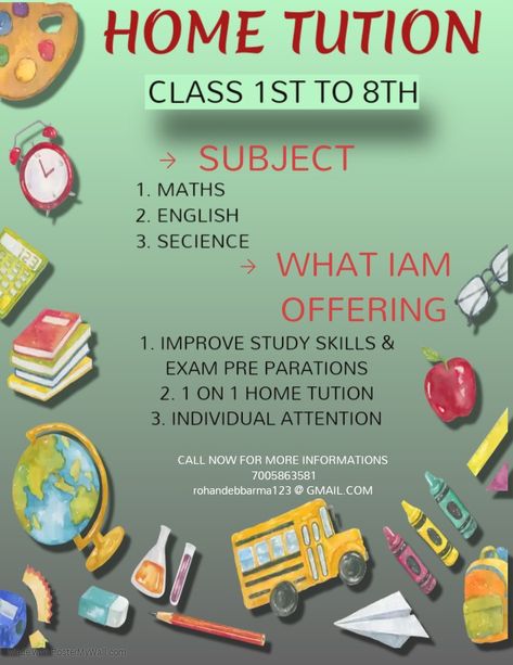 Home Tuition Poster, Tuition Poster Design, Tuition Banner, Tuition Advertisement, Class Poster Ideas, Tuition Flyer, Tuition Poster, Classes Poster, Class Poster Design