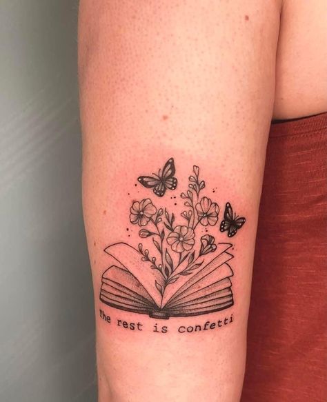 The Rest Is Confetti, Simple Forearm Tattoos, Cute Simple Tattoos, Simple Tattoos For Women, Bookish Tattoos, Small Forearm Tattoos, Tattoos For Lovers, Tasteful Tattoos, Forearm Tattoo Women