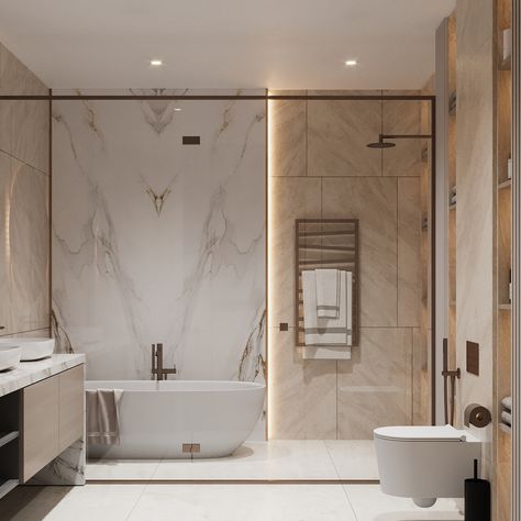 Luxury Masterbedroom :: Behance Luxury Bathroom Master Baths Modern Interior Design, Kitchen Design Pantry, Luxury Bathroom Master Baths Modern, Modern Bathroom Design Luxury, Big Bathroom Design, Master Bathrooms Luxury, Dream Kitchen Design, Jacuzzi Bathroom, Modern Bathroom Interior