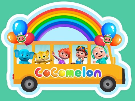 Cocomelon Bus Printable, Cocomelon Characters Printable, Cocomelon Cake Topper Printable, Cocomelon Background, Cocomelon Decoration, Cocomelon School Bus, Cocomelon Family, Cocomelon Cake, Baby Boy Cake Topper