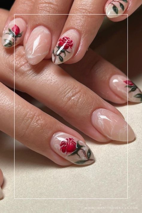 elegant rose nails designs Rose Nails Acrylic Art Designs, Rose Art Nails, Pink Rose Nail Art, Pink Roses Nails, Rose Inspired Nails, Roses Nails Design, Rose On Nails, Rose Nails Acrylic, Nails With Roses Design