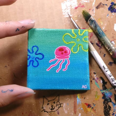 Cute Paintings Small Canvas, Small Things To Paint, Cute Small Painting Ideas, Tiny Painting Ideas, Small Easy Painting Ideas, Small Paintings Easy, Mini Paintings Simple, Tiny Paintings Simple, Mini Paintings Ideas Easy