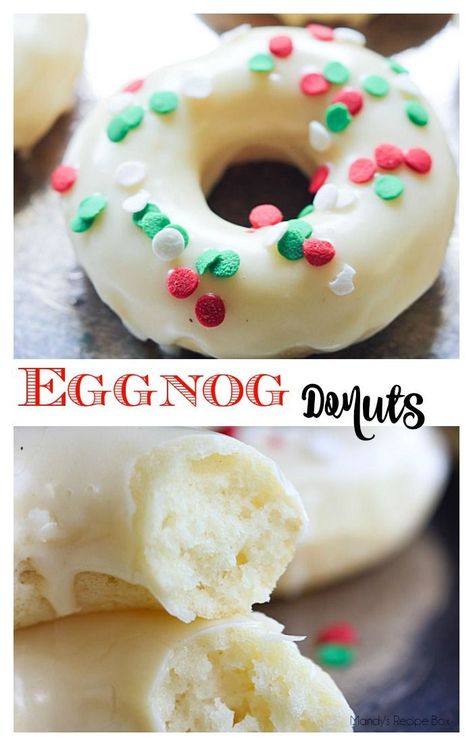 Donut Ideas, Homemade Donuts Recipe, Baked Donut Recipes, Brownie Desserts, Collar Sweatshirt, Eggnog Recipe, Egg Nog, Homemade Donuts, Doughnut Recipe