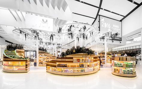 Sydney Airport Regionals Duty Free 01 Table Sketch, Duty Free Store, Sandstone Rock, Shopping Mall Design, Duty Free Shop, Sydney Airport, Perfume Display, Airport Design, Mall Design