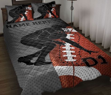 Football Defense, Football Quilt, Name Quilt, Flag Quilt, Football Ball, Grey Quilt, Football Football, Personalized Football, Boy Quilts