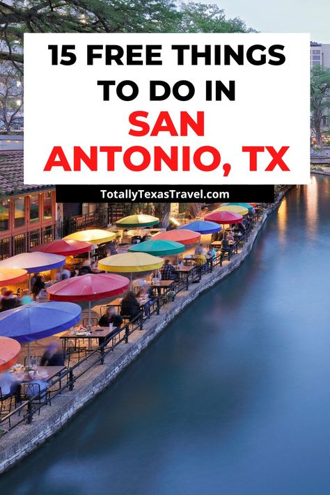 If you are looking for free things to do in San Antonio, we have you covered! This post outlines 15 awesome free things to do! From the San Antonio Riverwalk to the historic San Antonio Mission Trail, there is truly something for everyone! San Antonio attractions | budget travel | Texas travel | Texas destinations | things to do in San Antonio | Things to do in Texas | San Antonio River Walk | The Alamo | attractions in San Antonio | things to do in San Antonio summer | travel guide | USA San Antonio Bucket List, San Antonio Attractions, San Antonio Things To Do, San Antonio Vacation, Things To Do In Texas, San Antonio River Walk, Visit San Antonio, California With Kids, San Antonio Missions