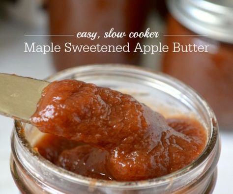 Use your slow cooker to make this maple sweetened apple butter recipe. Apple Butter Crock Pot, Maple Syrup Recipes, Apple Butter Recipe, Traditional Recipes, Jam And Jelly, Syrup Recipe, Apple Butter, Butter Recipe, Canning Recipes