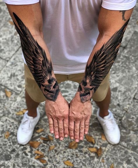 86 Tattoo, Forearm Wing Tattoo, Wing Tattoo Arm, Voll Arm-tattoos, Tattoo Bras Homme, Wing Tattoo Men, Wing Tattoo Designs, Forarm Tattoos, Forearm Sleeve Tattoos