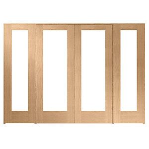 Wickes Oxford Internal Room Divider Oak Veneer 2 x 762mm Doors with 2 Demi Panels 2017 x 2232mm | Wickes.co.uk Barn Conversion Interiors, Door Dividers, Internal French Doors, Room Divider Doors, Country House Interior, Barn Conversion, Modern Door, Room Dividers, Home Doors