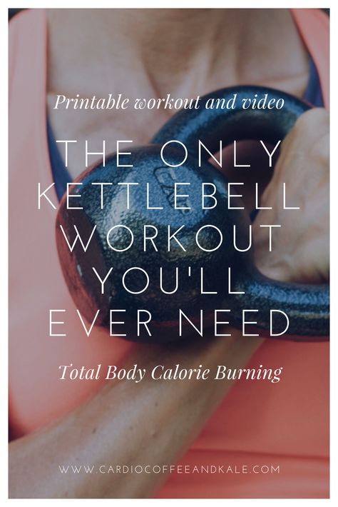 The Only Kettlebell Workout You'll Ever Need Kettlebell Workouts For Women, Kettlebell Workout Routines, Full Body Kettlebell Workout, Kettlebell Cardio, Burning Workout, Kettlebell Training, Printable Workouts, Ultimate Workout, Fitness Challenge