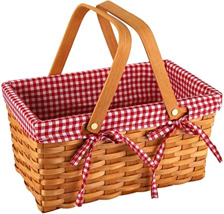 Amazon.com : Yesland Picnic Basket, Natural Woven Basket with Double Folding Handles, Woodchip Basket & Organizer Blanket Storage for Egg Gathering, Wedding, Candy Gift & Toy (13 x 8 x 6-1/4 Inches) : Patio, Lawn & Garden Autumn Market, Picnic Basket Set, Straw Flowers, Home Van, Van Rv, Rectangular Baskets, Wicker Picnic Basket, Red And White Gingham, Drinks Bar