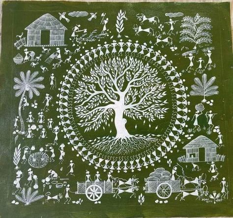 Warli Paintings, Worli Painting, Warli Painting, Indian Wall Art, Warli Art, Indian Arts, Kalamkari Painting, Simple Acrylic, Clay Wall Art