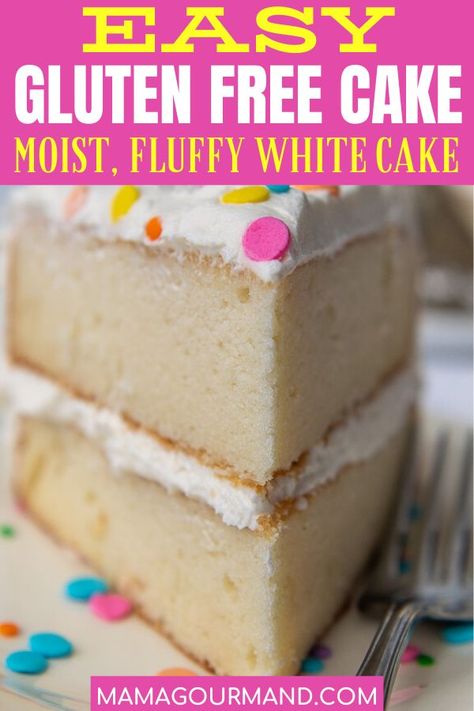 Gluten Free White Cake Recipe, Gluten Free White Cake, Gluten Free Vanilla Cake Recipe, Mamagourmand Recipes, Diy Cake Recipes, Gf Cake Recipe, Gluten Free Birthday Cake, Gluten Free Vanilla Cake, Mouthwatering Desserts