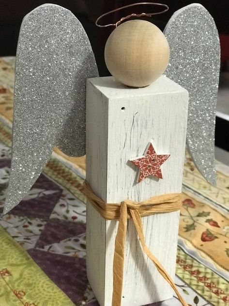 Fence Post Crafts, Wood Angels, Christmas Decorations Diy Crafts, Wooden Christmas Crafts, Wood Block Crafts, Wooden Angel, Santa Crafts, Wood Craft Projects, Christmas Crafts To Make