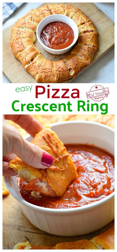 Crescent Ring Recipes, Crescent Roll Recipes Dinner, Pizza Ring, Crescent Roll Pizza, Crescent Recipes, Crescent Ring, Crescent Roll Recipes, Easy Pizza, Delicious Pizza