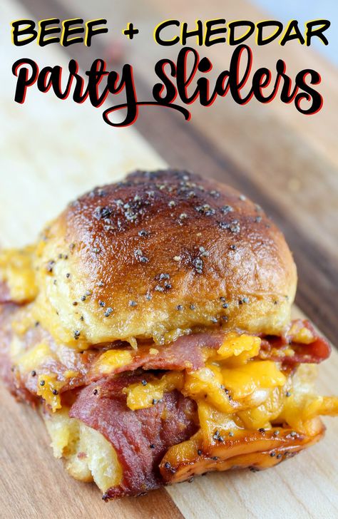 Beef And Cheddar Sliders, Recipes With Hawaiian Rolls, Roast Beef And Cheddar, Sliders Recipes Beef, Beef And Cheddar, Crowd Recipes, Sliders Recipes Hawaiian Rolls, Party Sliders, Beef Appetizers