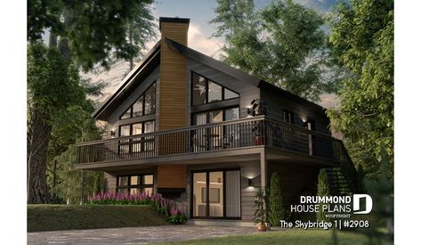 front - BASE MODEL of house plan 2908 Chalet House Plans, Plan Chalet, Drummond House Plans, Mountain House Plans, Lake Cabin, Lake House Plans, Cabin House Plans, Modern Style House Plans, Cottage Plan