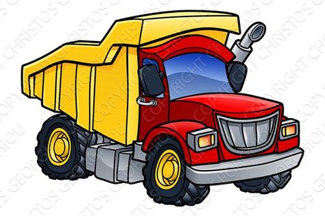 Dump Truck Tipper Cartoon by Christos Georghiou on @creativemarket Dump Truck Cartoon, Truck Cartoon, Vehicle Illustration, Valentines Day Coloring Page, Construction Vehicle, Valentines Day Coloring, Tipper Truck, Trucks Birthday Party, Airbrush Art