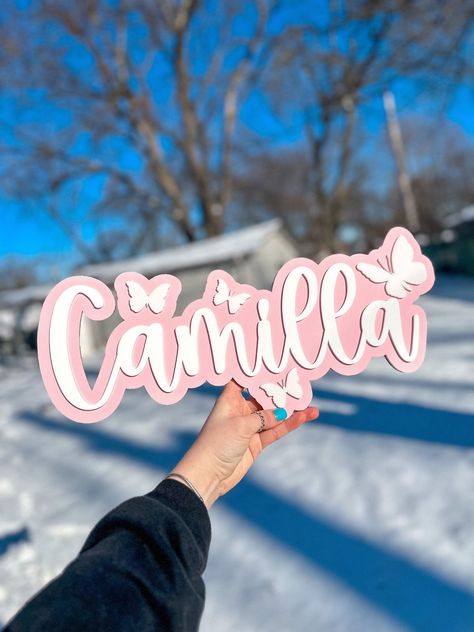 Nursery Signs Girl, Sintra Board, Letter Flower, Butterfly Nursery, 3d Cake Toppers, Wood Nursery, Laser Projects, Nursery Name Sign, Custom Nursery