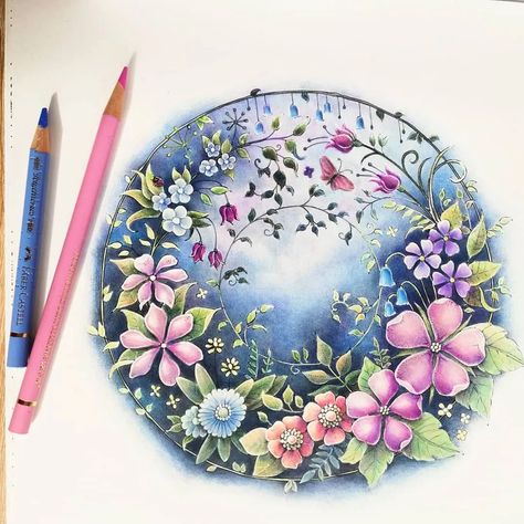 By @kdcolouring First finished page of the year. I was wondering if I should colour more of the background but decided not to risk… | Instagram Ruining Everything, Pencil Shading Techniques, World Of Flowers, Faber Castell Polychromos, How To Shade, Shading Techniques, Pencil Shading, Small Victories, Hanna Karlzon