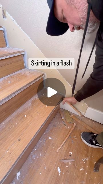 Straight Up Stairs on Instagram: "Let’s get “Down with the Skirting”….. 🗣️OOOO-AH-AH-AH-AH (sound on) I’ll roll you into the weekend with this little Jingle🤣 How many of you guys are gonna be in Vegas for @worldofconcreteshow 2024? Hit me up let’s meet. - #stairs #carpentry #demo #skirt skirting #diy #wood #construction #tools #straightupstairs #straightupreels #hgtv #explore #explorepage #tips #tricks #inspiration #motivation #keepgoing #temeculastairs #sandiegostairs #orangecountystairs #tomlawson #stairslayer" Skirt Boards On Stairs, Scribing Stair Skirt Board, Diy Stair Skirt Board, Skirtboard For Stairs, Faux Stair Skirting Ideas, Faux Stair Skirt, Staircase Skirting Ideas, Stair Skirt Board Diy, Skirt Board For Stairs