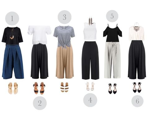 How To Wear Culottes |Moodboard Tuesday - Pretty Chuffed How To Wear Culottes, Culottes Outfit, Denim Culottes, Gaucho Pants, Dressy Tops, Curvy Outfits, Outfit Combinations, Wide Leg Trousers, Royal Fashion