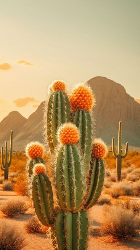 Desert cacti mountain outdoors cactus. | premium image by rawpixel.com Cloud Sunset, Desert Trees, Sunset Scenery, Desert Bloom, Desert Flowers, Desert Garden, Desert Cactus, Desert Painting, Joshua Tree National Park