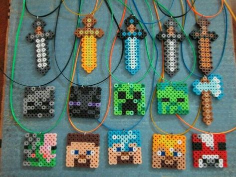 Awesome Party Favors, Minecraft Theme, Minecraft Birthday Party, Minecraft Birthday, Minecraft Party, Minecraft Crafts, Perler Patterns, Fuse Beads, Perler Bead Patterns