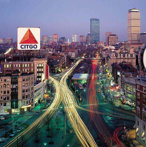 Kenmore Square & the CiTGO sign are special locations and signs of Boston, a quick left will get you over the bridge to Fenway. Citgo Sign, Boston Neighborhoods, Boston Skyline, Boston Strong, Boston University, Boston Marathon, Oh The Places Youll Go, Favorite City, In Boston