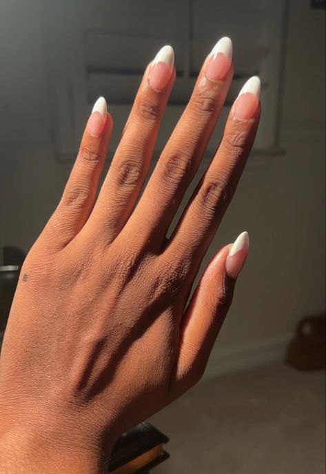 White Nails On Brown Skin, Acrylic Pink, French Tips, French Tip Nails, Brown Skin, French Nails, White Nails, Nail Tips, Pink And White