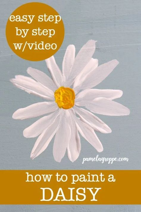 Paint A Daisy, Bicycle Painting, Daisy Art, Acrylic Painting Flowers, Daisy Painting, V Video, Learn How To Paint, Acrylic Painting Tutorials, Happy Paintings