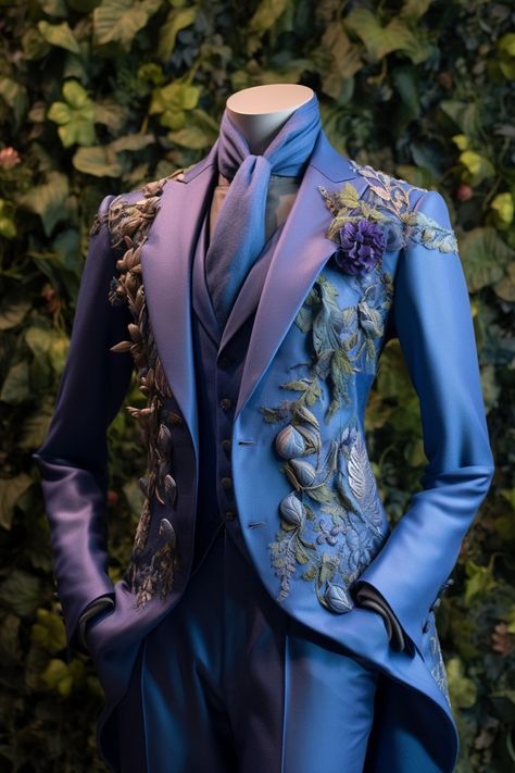 Bluebell inspired suit Cordelia Outfits, Vintage Male Outfits, Dress Armor, Prince Clothes, Fancy Suit, Men Stylish Dress, Medieval Clothing, Futuristic Fashion, Prom Outfits