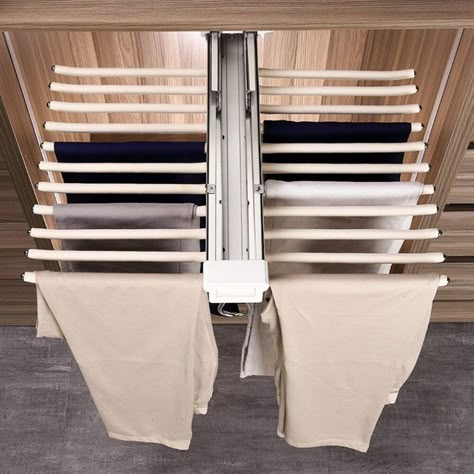 pull out pants/scarf rack we are using in our closet makeover Bar Clothes, Pants Organization, Steel Wardrobe, Scarf Rack, Pants Hanger, Scarf Storage, Trouser Hangers, Pants Rack, Closet Layout