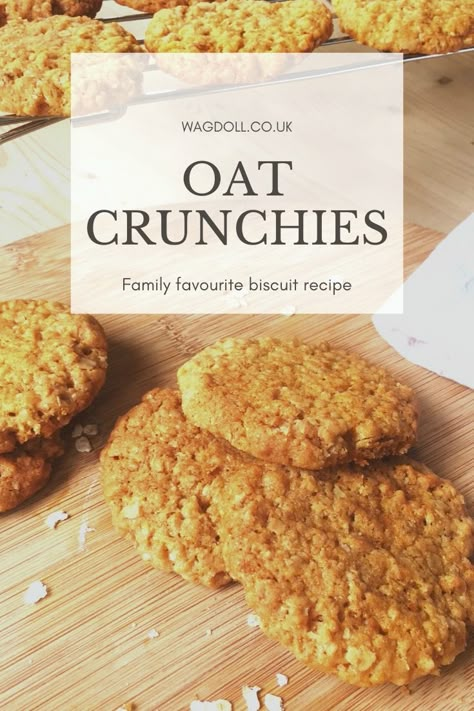 Easy Oat Biscuit Recipe, Crunchy Oat Cookies, Oat Crunchies Recipes, Oats Koekies Resep, Crunchy Biscuits Recipe, Biscuit Recipe Uk, Hobnobs Recipe, Oats Biscuits Recipe, Oat Cookie Recipes