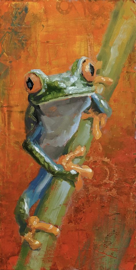 Cool Animal Paintings, Frog Painting Acrylic Easy, Frog Oil Painting, Oil Art Painting Ideas, Art Inspiration Landscape, Animal Painting Ideas, Painting Ideas Animals, Acrylic Animal Paintings, Animals Painting Ideas