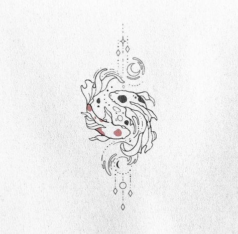 Celestial Space Tattoo, Ying Yang Fish Tattoo, Grimes Tattoo, Unique Ying Yang Tattoo, Fish Tattoo Ideas, Animal Lover Tattoo, Senior 25, Simbolos Tattoo, Spring Moodboard