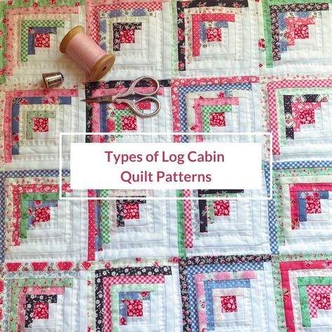 How To Quilt A Log Cabin Block, Log Cabin Quilt Blocks Layout, How To Quilt A Log Cabin Quilt, Quilted Log Cabin Quilts, Scrap Log Cabin Quilts, Log Cabin Patchwork Quilt, Quilt Log Cabin Pattern, Quilting Log Cabin Quilts, Log Quilt Patterns